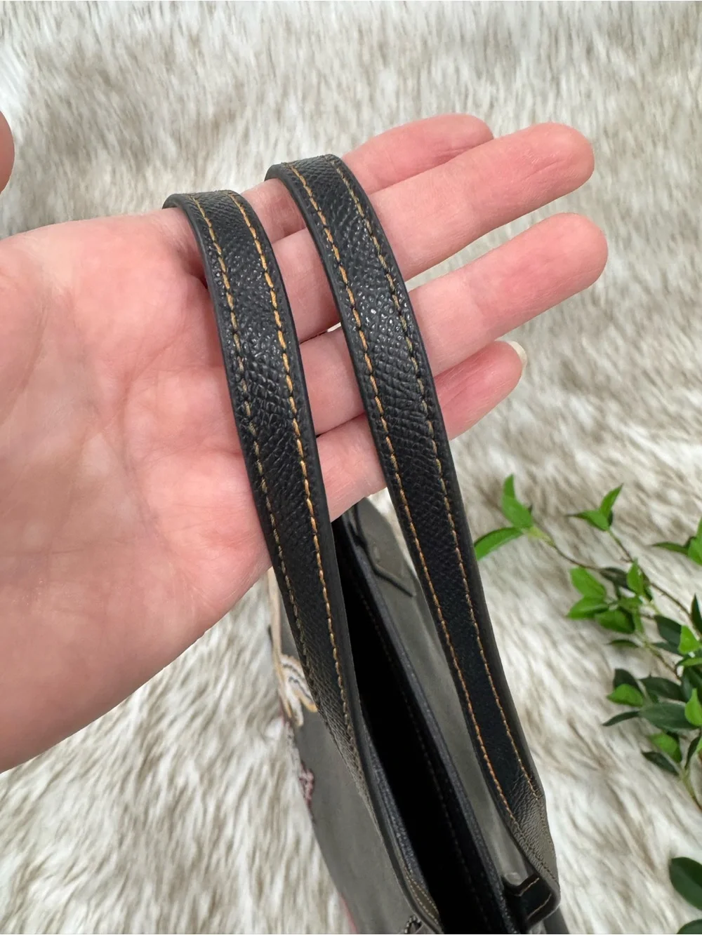 Coach Tattoo Embroidery City Black Leather Tote Bag